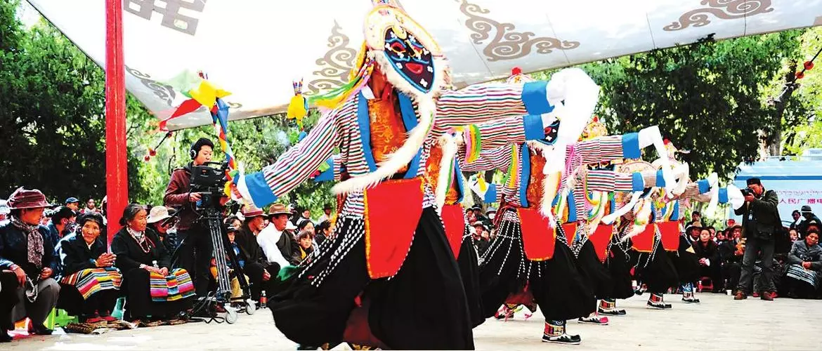 Tibetan opera performance at Norbulingka.