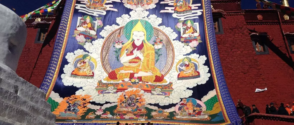 Huge Thangka at Ganden Monastery