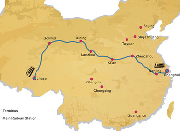 Shanghai to Lhasa train map