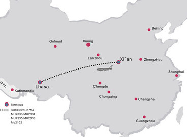 Xian is an important hub to fly to Tibet, as there are 7 daily flights.