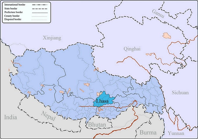 Lhasa location map