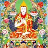 The Tsongkhapa Thangka depicts blessings coming down from heaven.