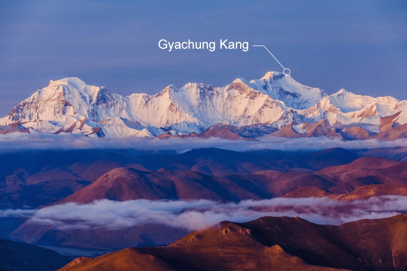 Gyachung Kang mountain on the right. Gyachung Kang mountain on the right.