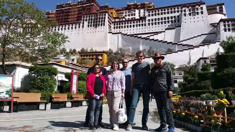 A group of American tourists in Tibet