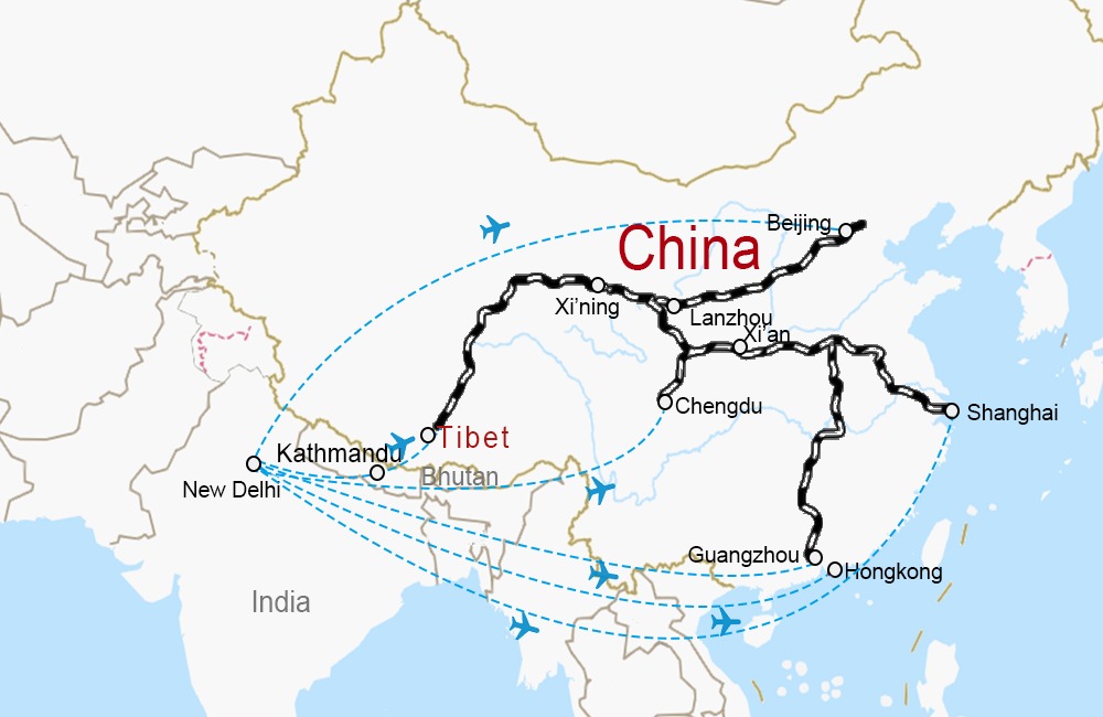 Flights from Delhi to China