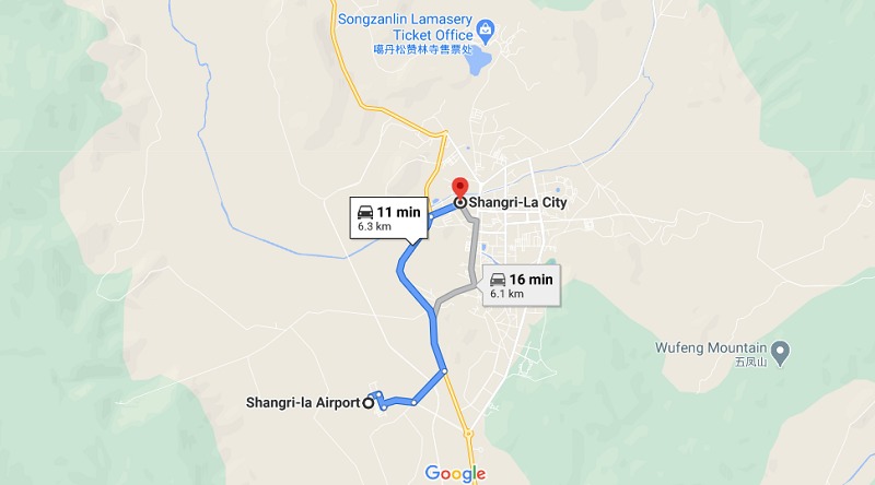 Shangri-La County to Diqing Shangri-La Airport