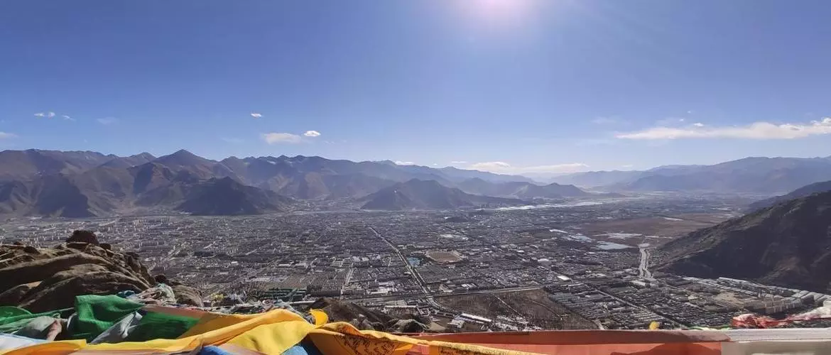 Overlook Lhasa city from Sera Utsé Mountain