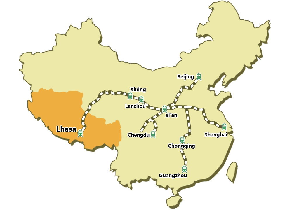 Train routes to Tibet