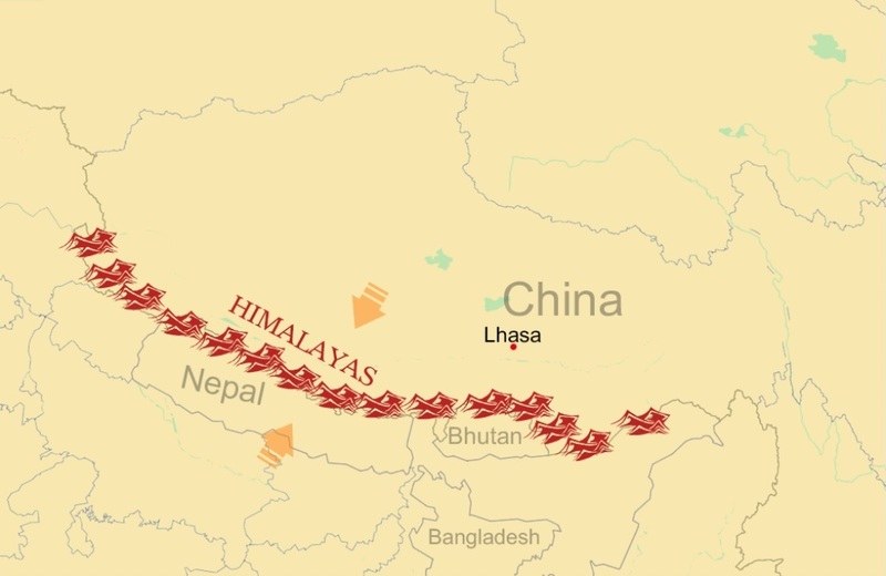 himalayan mountain range map