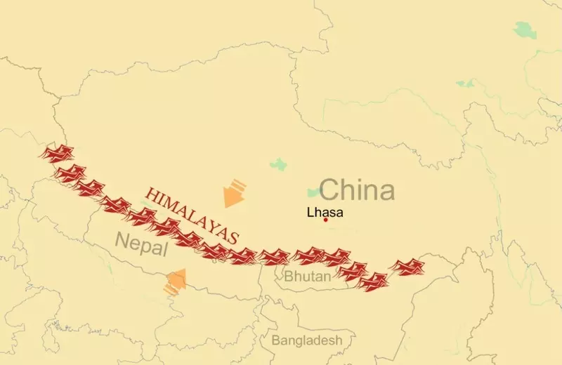 Himalaya Mountains Map