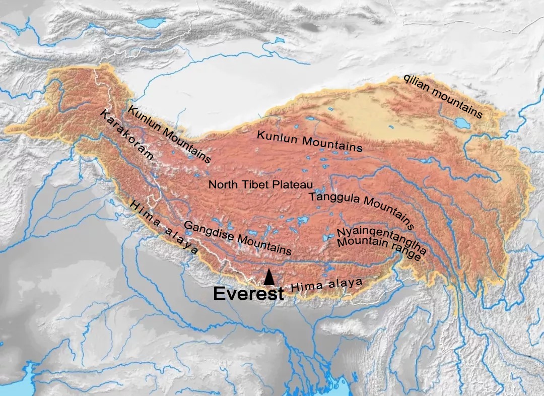 Where Is Mount Everest Located Mount Everest Map   Where S Mt Everest On Tibet Plateau 97508 