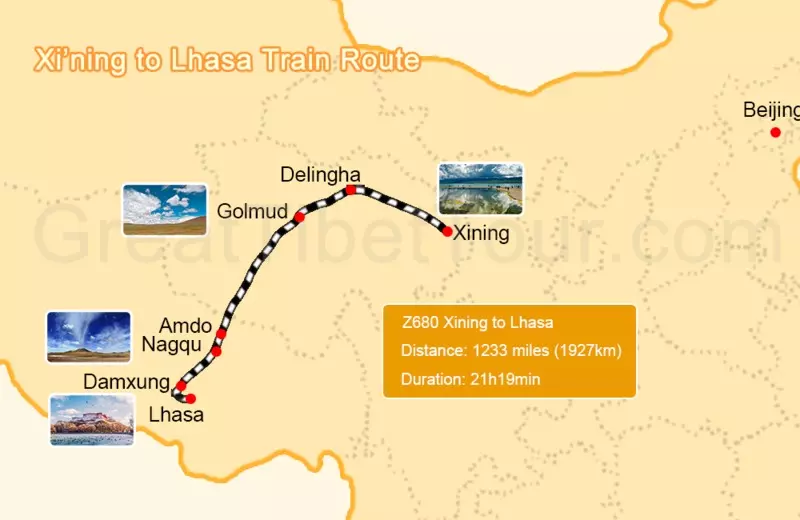 Xining to Lhasa train route