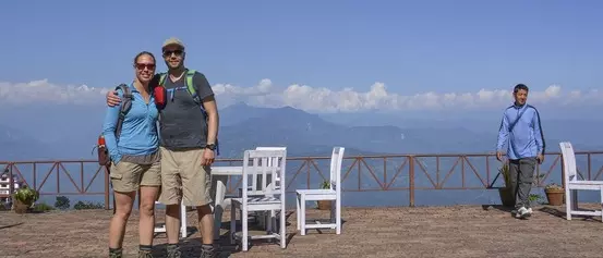 Tourists at Nagarkot- the viewing platform of the Himalayas