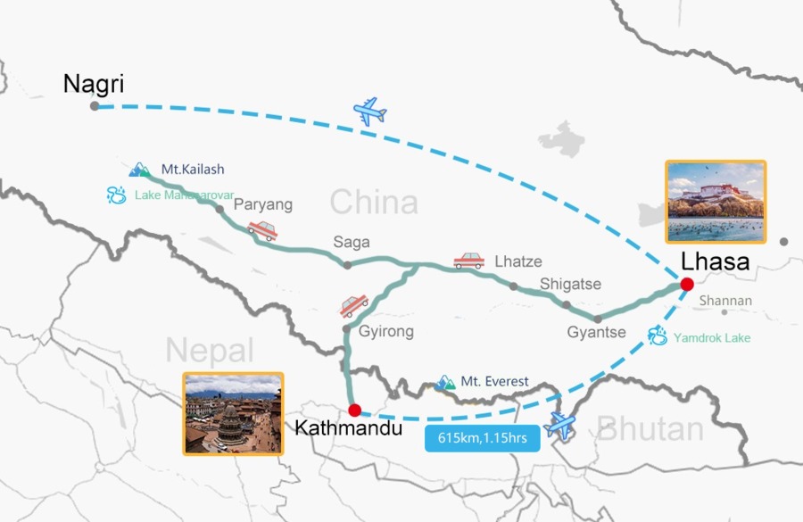 Travel to Mt.Kailash from Lhasa or Kathmandu