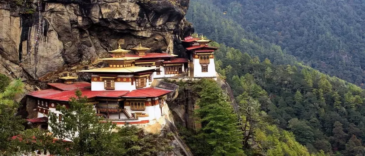 Paro Taktsang is located in the cliffside of the upper Paro valley.