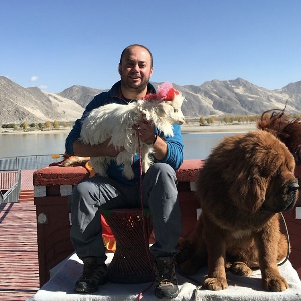 Our client with a Tibetan mastiff