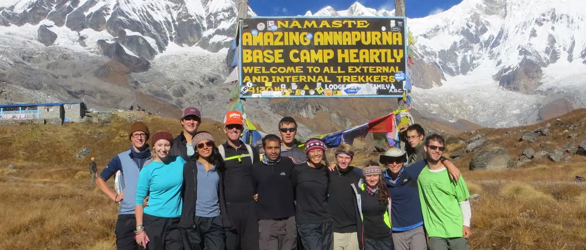 Group photo at Annapurna Base Camp