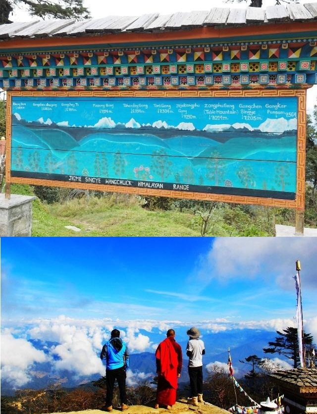 Far view 10 Himalayan mountains including Gangga Bunsun at Dochula Pass.