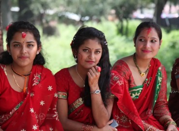 Nepalese women dress up for Teej Festival