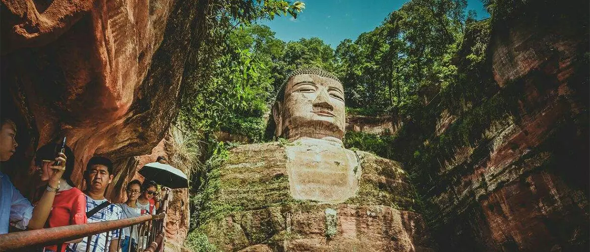 The biggest statue of Maitreya engraved on a cliff.