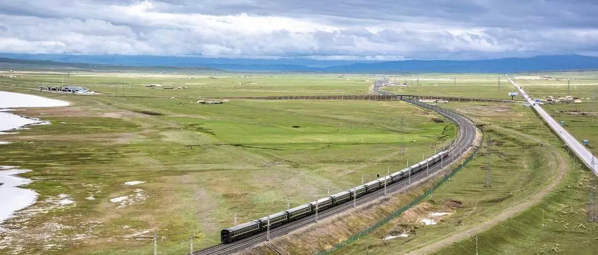 Tibet train on Tibetan plateau