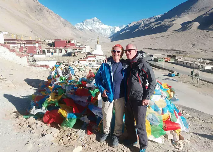 Two senior travelers at Everest Base Camp