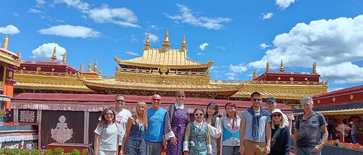 A group of tourists at Jokhang Temple
