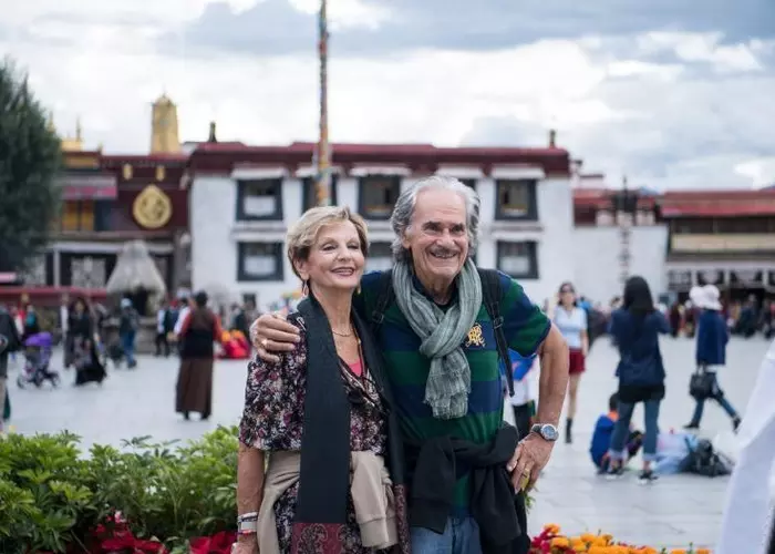 A senior couple at Jokhang Temple Square
