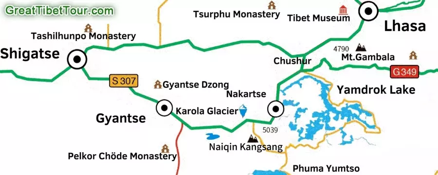 Tourist map to Gyantse