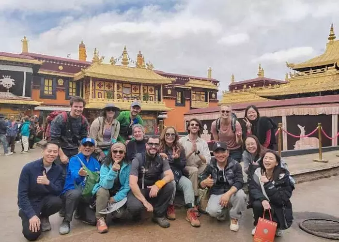 A group of tourists at Jokhang Temple