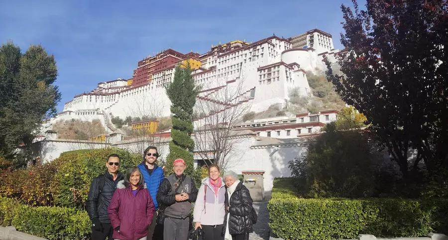 A group of American tourists in Tibet