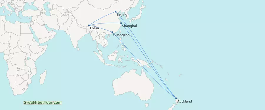 Flights from Auckland to Lhasa