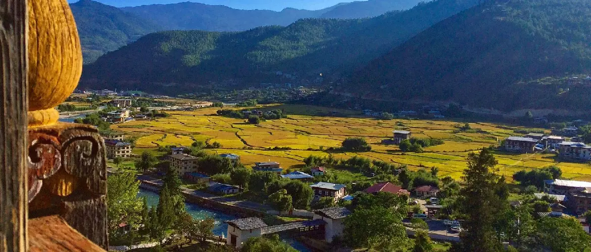 See rural scenery from Paro Dzong