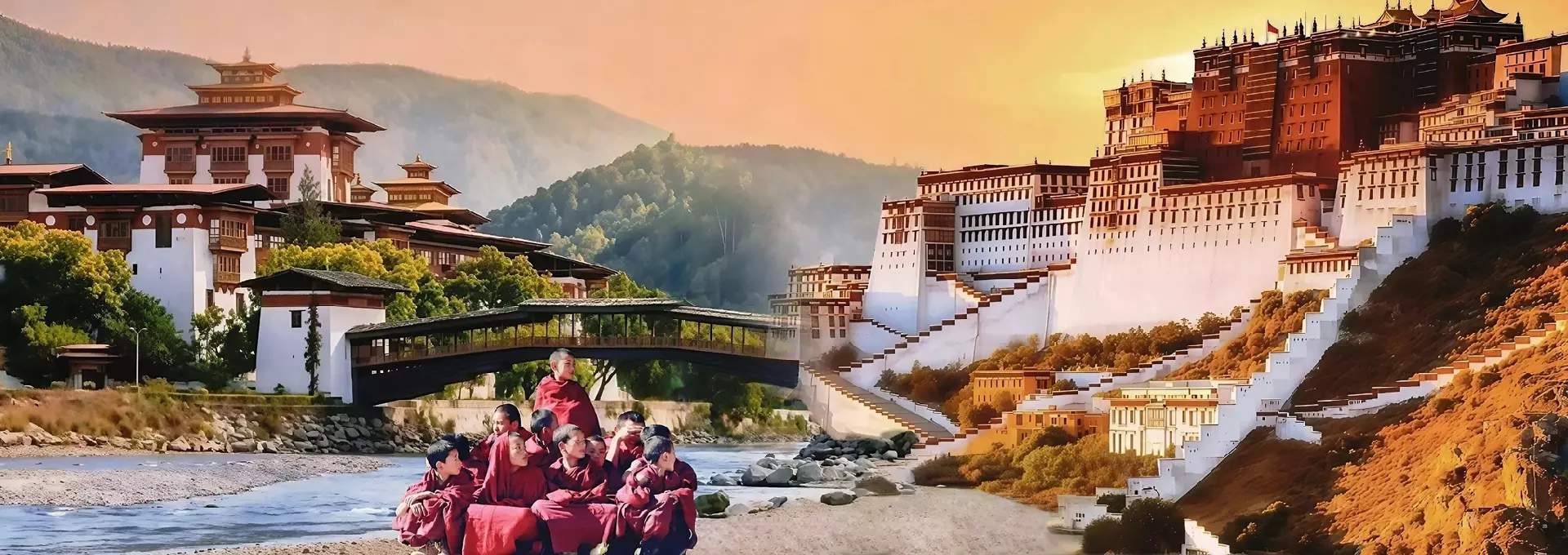 Punakha Dzong and Potala Palace