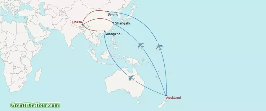 Flights from Auckland to Lhasa