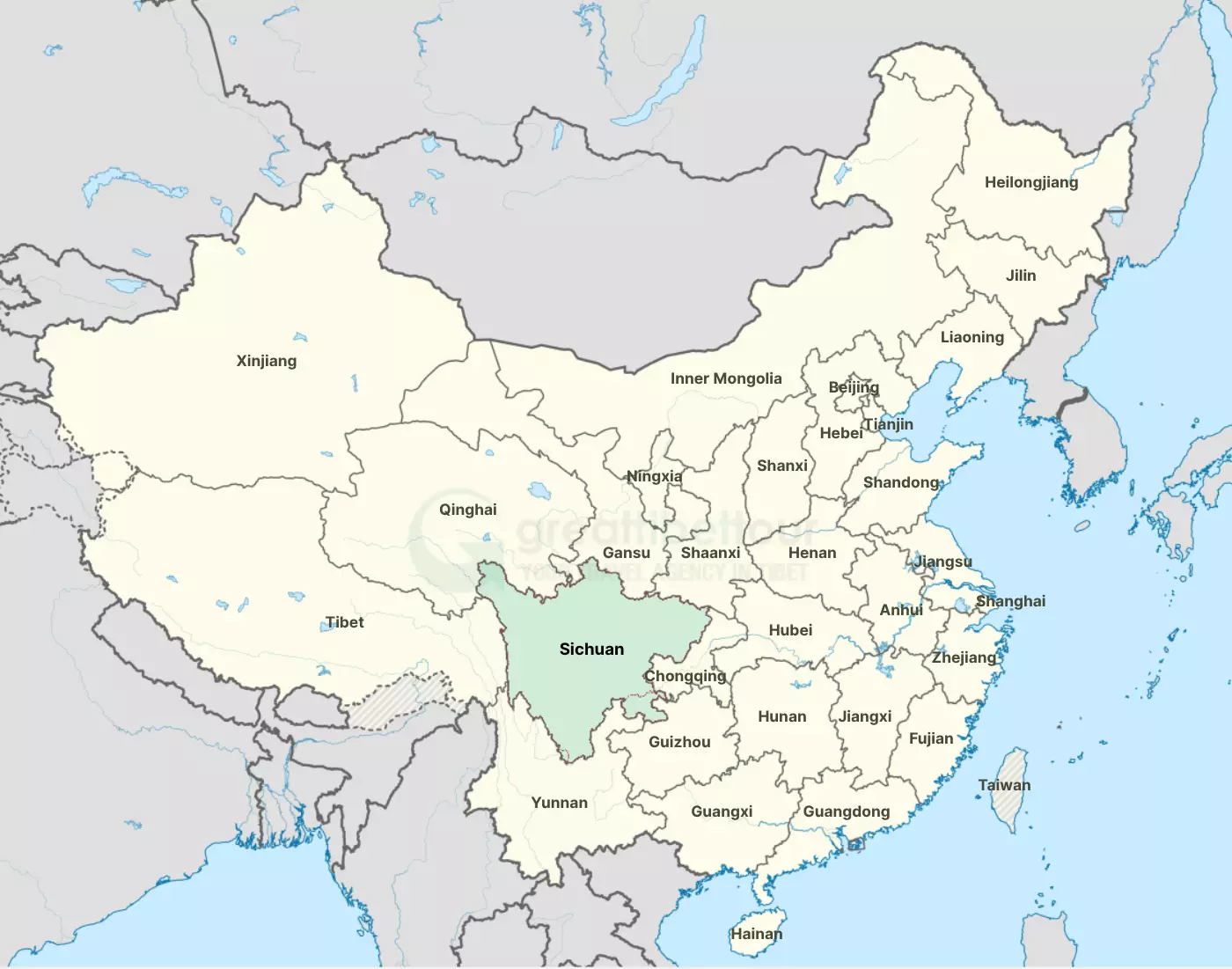 Sichuan on China map
