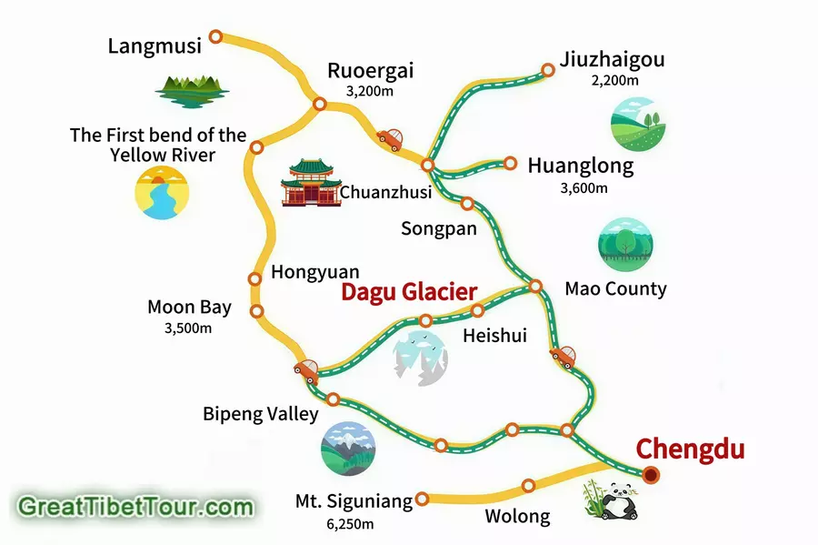 Map to Dagu Glacier