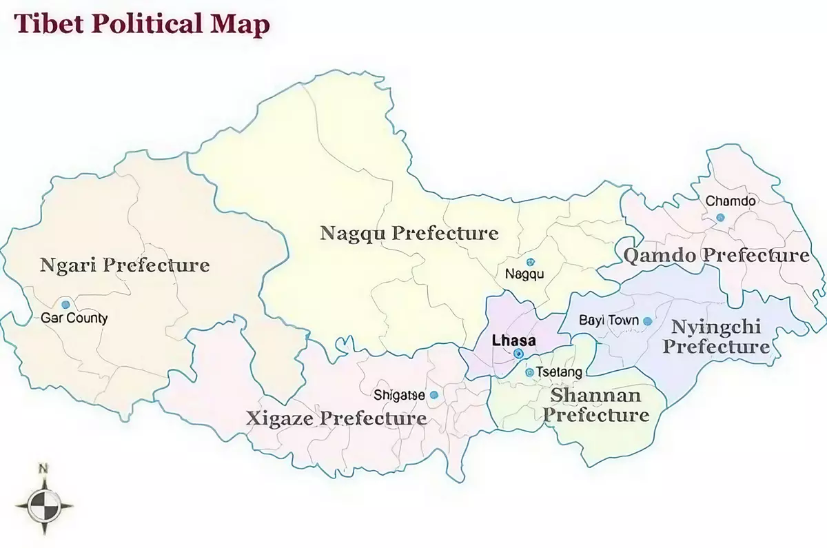 Mappa politica del Tibet